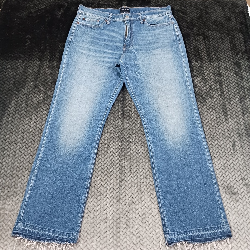 Lucky Brand Jeans Men's 34x32 Blue Cotton Denim Straight Whiskered Faded Stretch